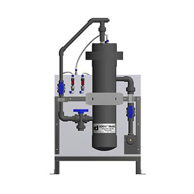 The ADOX™ MiniAC chlorine dioxide generator mixes sodium chlorite and hydrochloric acid to produce up to 30 lbs/day.